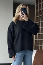 Antrasit Bisiklet Yaka Kazak - 04621