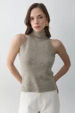 Débardeur à col roulé en vison - 251004