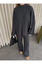 Ensemble pull en maille anthracite - 98078