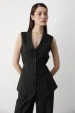 Black Multi-Button Striped Premium Suit Black Multi-Button Striped Premium Suit