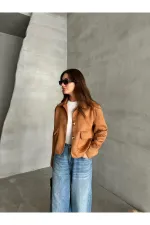 Tan Zelda Suede Short Jacket