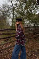 Bordo - Siyah Ekoseli Gömlek - 251065