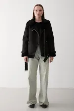Black Fur-Lined Coat Black Fur-Lined Coat