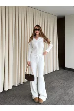 Off-white Lace Two-Piece Knit Set - 2602 Off-white Lace Two-Piece Knit Set - 2602