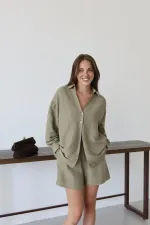 Haki Lorita Gömlek Şort Takım