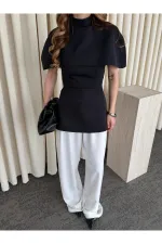 Siyah Pelerinli Straplez Bluz - 1101