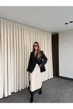 Veste noire croisée à un bouton - 7011