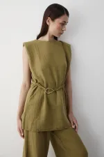 Haki Aksesuar Detaylı İkili Takım