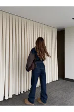 Lacivert - Kahve Bağlamalı Ceket Pantolon Denim Takım - 0836