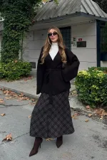 Dark Brown 100% Cotton Belted Knit Cardigan - 4627 Dark Brown 100% Cotton Belted Knit Cardigan - 4627