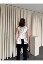 Bej Askılı Puantiyeli Bluz - 5081