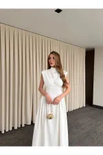 White Padded Dress - 25193