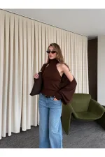 Ensemble boléro tricoté marron foncé - 601117