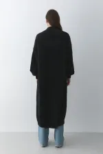 Gilet long noir en maille - 251015