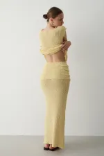 Ensemble deux pièces jaune drapé - 7257