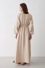 Robe en mousseline naturelle avec détail de lien - 2004