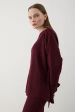 Burgundy Thessaloniki Knit Sweater Set - 4587 Burgundy Thessaloniki Knit Sweater Set - 4587
