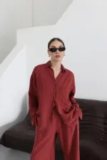 Ensemble kimono bordeaux de Pékin