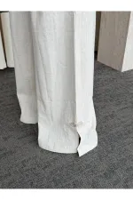 Natural Nakış Düğmeli Kimono Takım - 60624