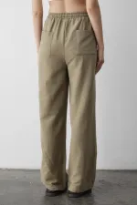 Pantalon en coton et lin Çağla avec taille élastique
