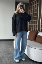 Antrasit Bisiklet Yaka Kazak - 04621