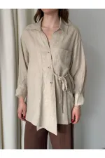 Chemise à ceinture boutonnée croisée 100% coton naturel