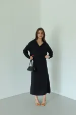 Ensemble robe-chemise en modal noir - 51153