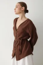 Brown Multi-Button Kimono Brown Multi-Button Kimono