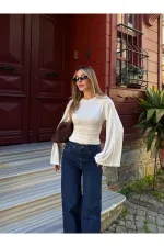 Ekru İspanyol Kol Bluz - 261021