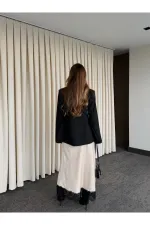 Veste noire croisée à un bouton - 7011