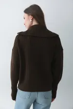 Brown Double Zip Cardigan - 251080 Brown Double Zip Cardigan - 251080