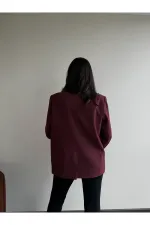 Burgundy Blazer Jacket - 7619