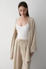Ensemble kimono 100 % coton naturel avec poches et ceinture - 8491