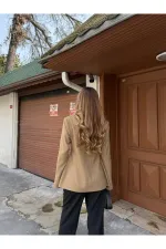 Haki Kruvaze Tek Düğmeli Ceket - 7011