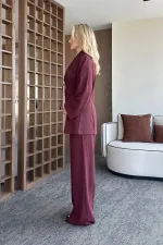 Ensemble chemisier et pantalon bordeaux - 8767