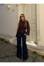 Lacivert Wide Leg Jean - 24124