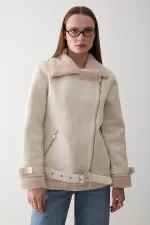 Off-white fur-lined coat Off-white fur-lined coat