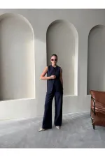 Dark Navy Camille Classic Button-Down Vest Trousers - 8449 Dark Navy Camille Classic Button-Down Vest Trousers - 8449