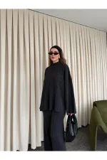 Ensemble pull en maille anthracite - 98078