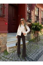 Kahverengi İspanyol Paça Jean - 2106