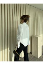 Beyaz Fırfır Detaylı Vatkalı Bluz - 1016