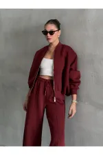 Burgundy Nora Tracksuit Set - 8001 Burgundy Nora Tracksuit Set - 8001