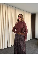 Kahverengi İkili V Yaka Kazak - 251206