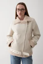 Off-white fur-lined coat Off-white fur-lined coat