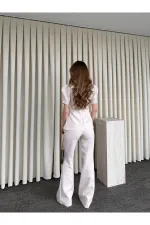 Bej Balon Kol Düğmeli Ceket Pantolon Takım - 0440