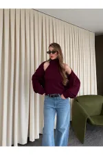 Ensemble boléro en maille bordeaux - 601117