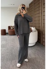 Ensemble pull en maille grise - 98074