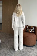 Ensemble pull en maille beige - 98074