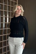 Chemisier noir en maille - 4413