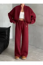 Burgundy Nora Tracksuit Set - 8001 Burgundy Nora Tracksuit Set - 8001